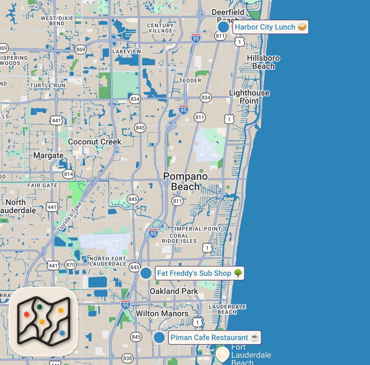Map preview for Eating At SKETCHY Restaurants For 24 Hours... (South Florida)