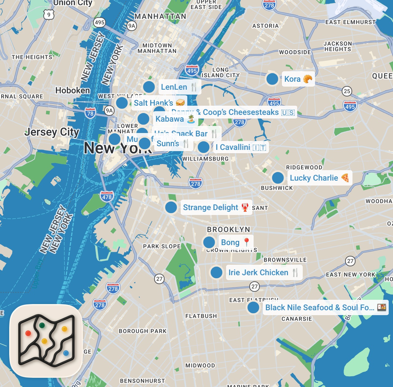 Map preview for We ate good this year! Here are my top 15 best NYC bites 🙌🏾 #nycfood #foodie #foodreview