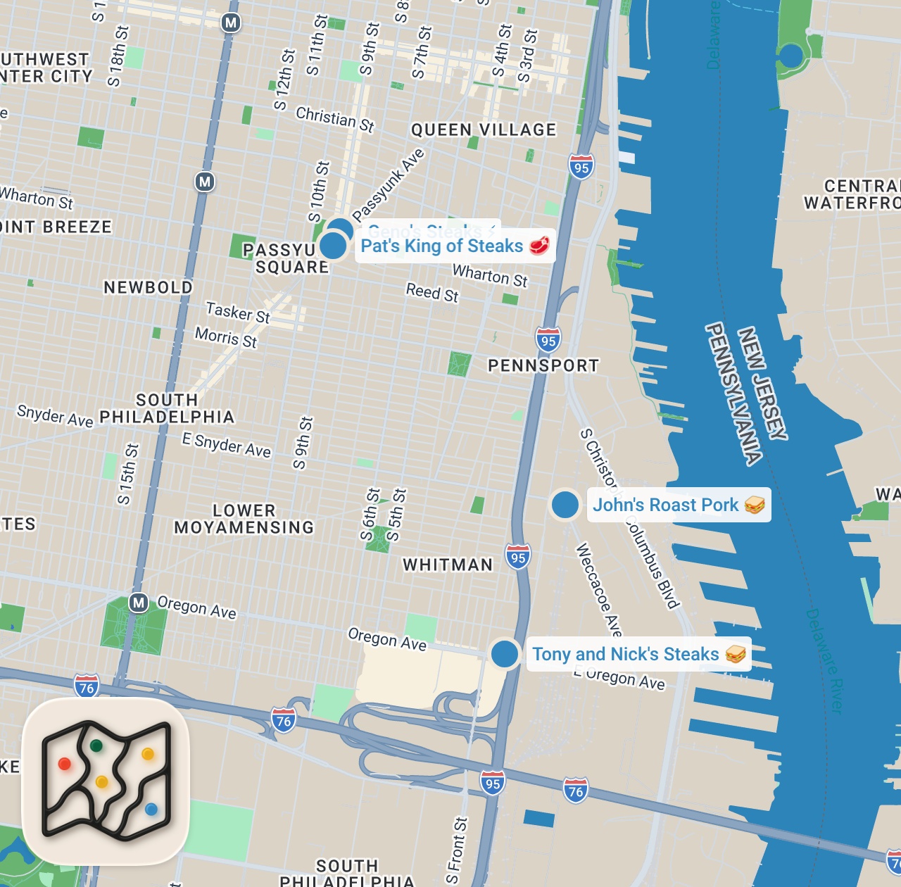 Map preview for Finding The Best Cheesesteak In Philadelphia | Food Tours | Insider Food