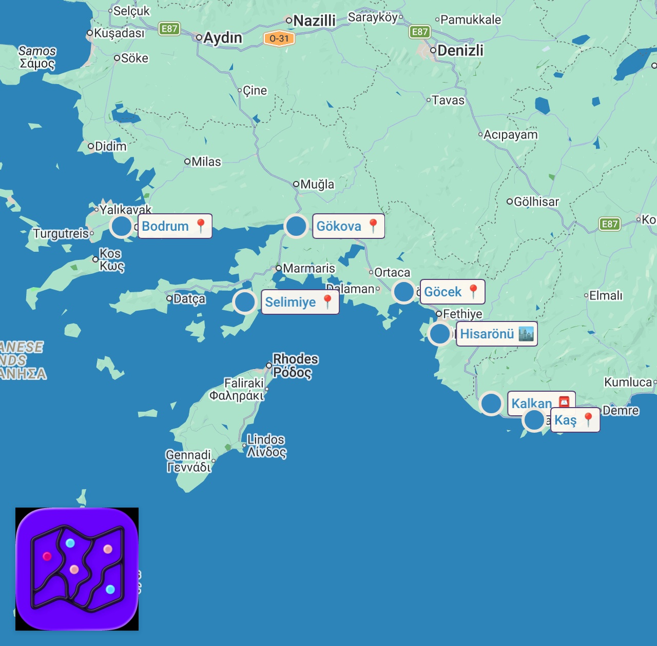 Map of 7 spots from Bu koylar dünyanın hiçbir yerinde yok #shorts
