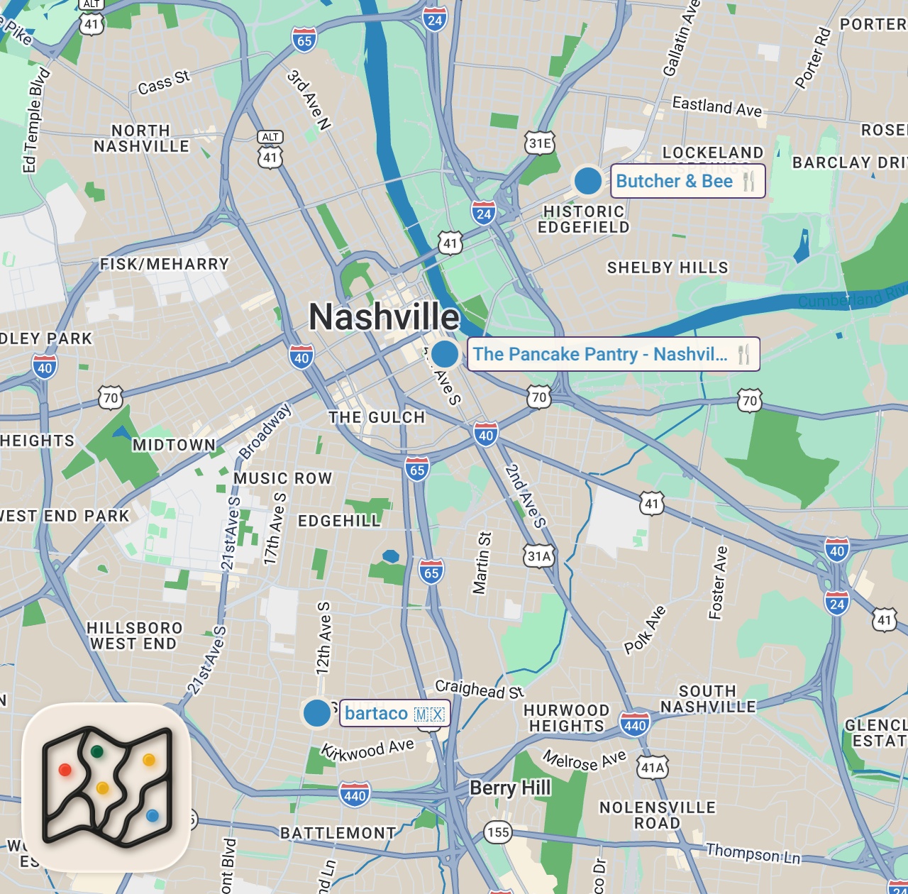 Map preview for Letting Strangers Decide Where We Eat For 24 Hours...