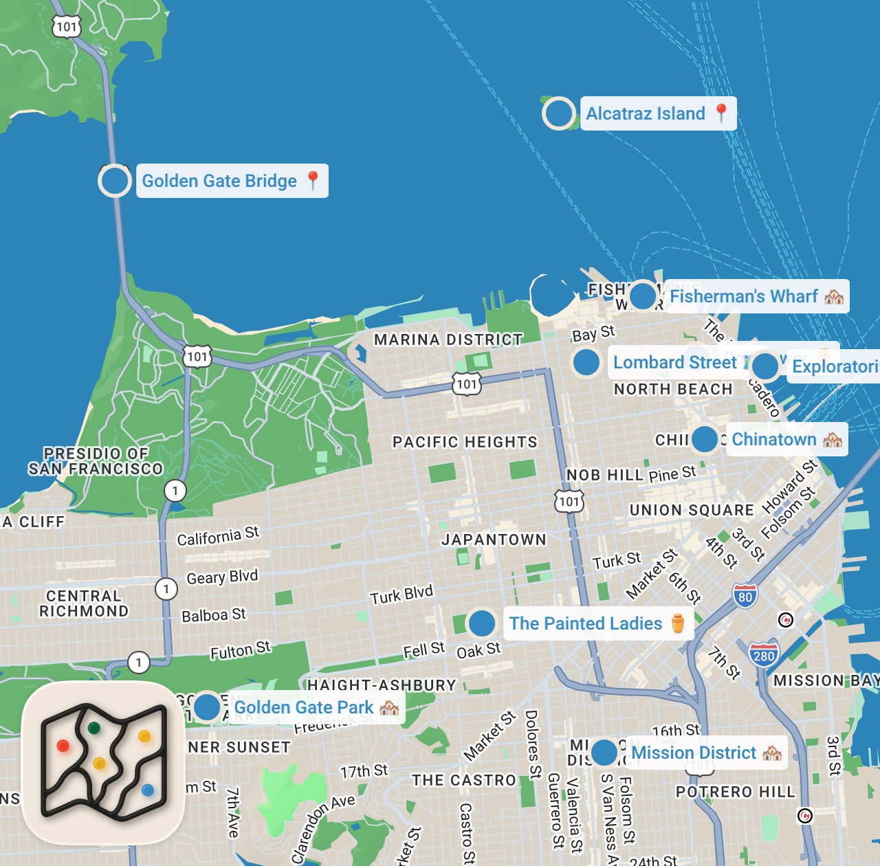 Map preview for Top 10 Things To Do In San Francisco, California | Must-See Attractions & Travel Guide 2025 In 4K