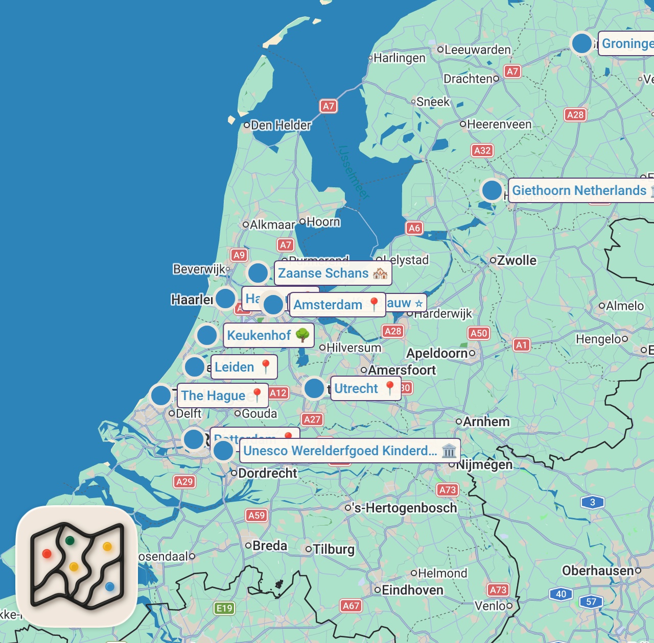 Map of 12 spots from You Won’t Believe This is The Netherlands | Unreal Beauty in 4K