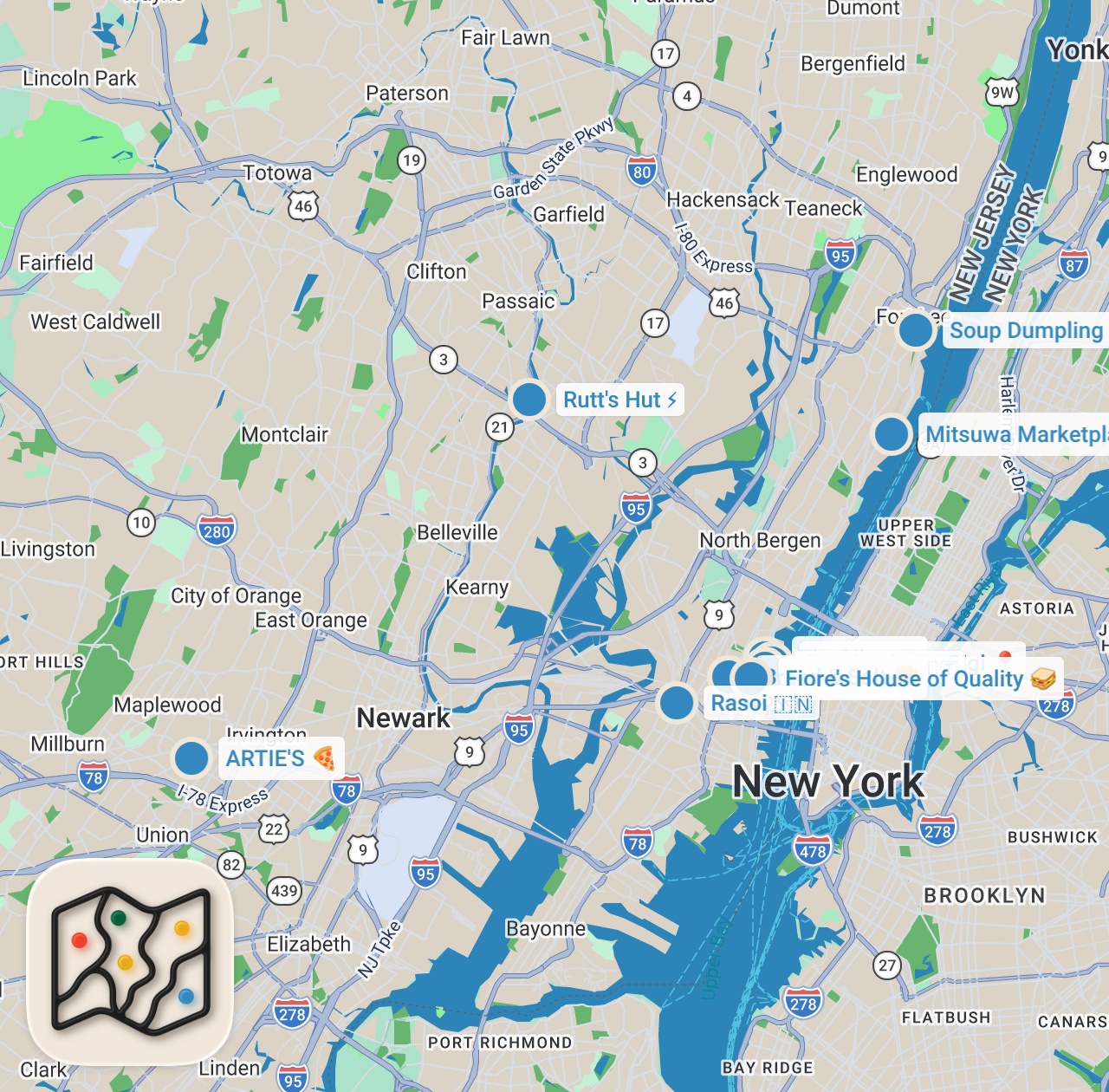 Map preview for TOP 10 BITES FROM NEW JERSEY IN 2024 #newjersey #njfood #hoboken #sistersnacking