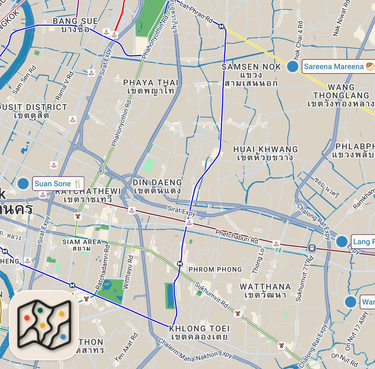 Map of 5 spots from King of Beef Noodles!! Best Thai Muslim Street Food!!
