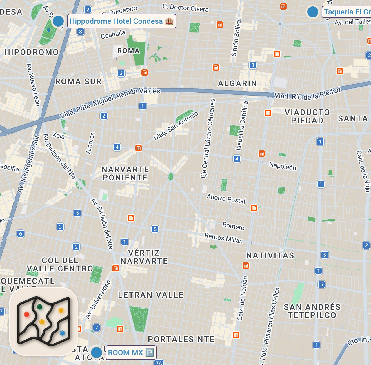 Map preview for We ordered SO MANY tacos. Mexico City with a local! DEVOUR POWER