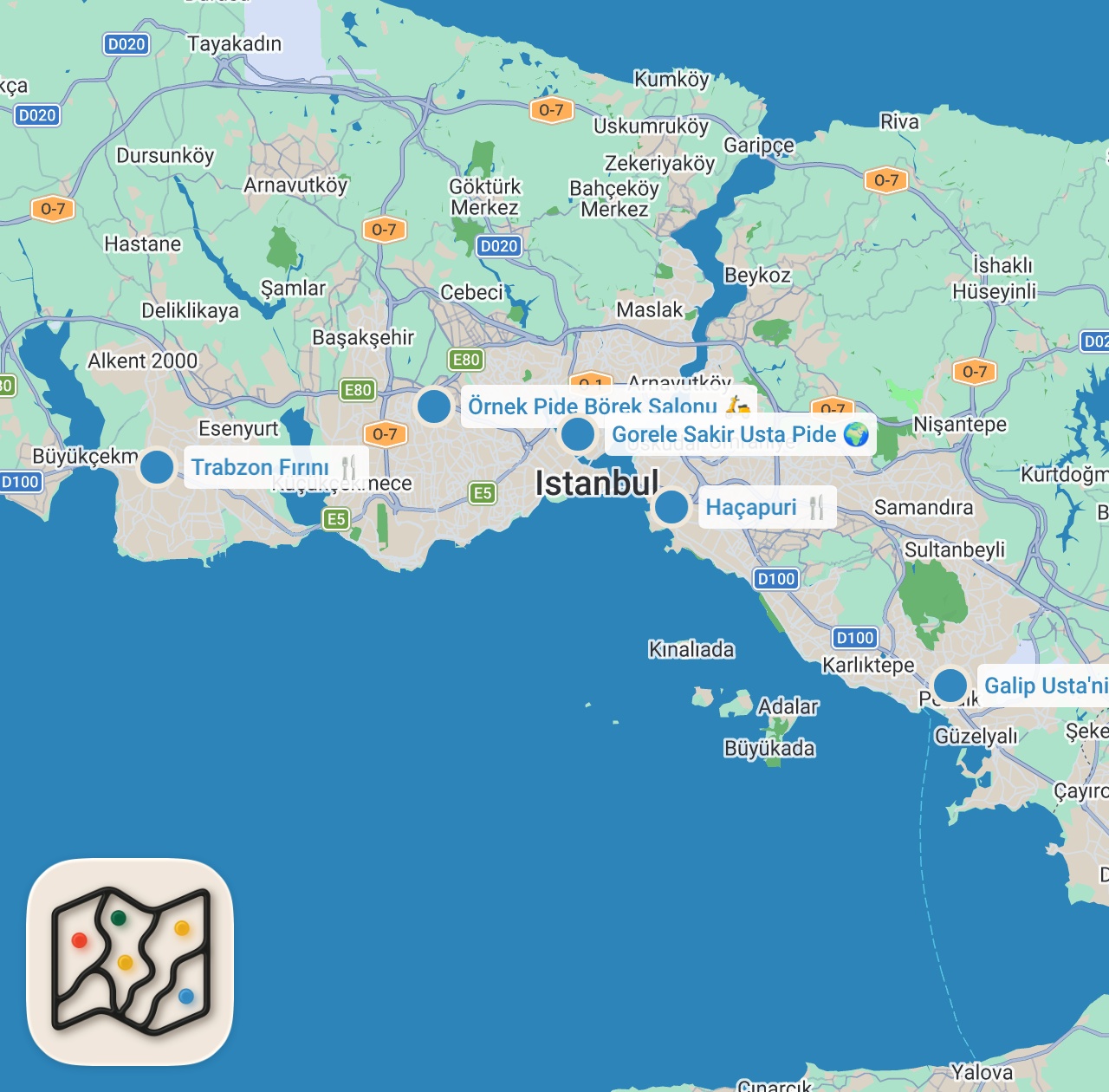 Map preview for EN SEVDİĞİMİZ PİDECİLER - TOP 5️⃣ - Ayaküstü Lezzetler