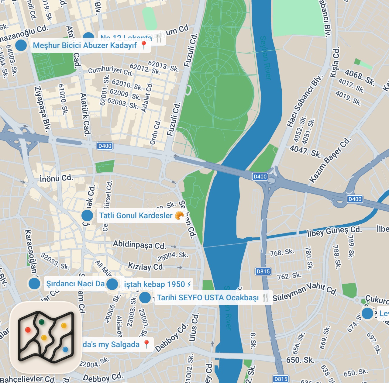 Map preview for Turkish Street Food!! KING OF KEBABS + 14 Hour Food Tour in Adana, Türkiye!