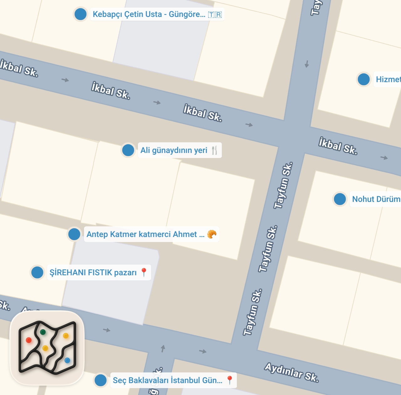 Map preview for İSTANBUL'DAKİ KÜÇÜK GAZİANTEP I Güngören'de ne yenir?