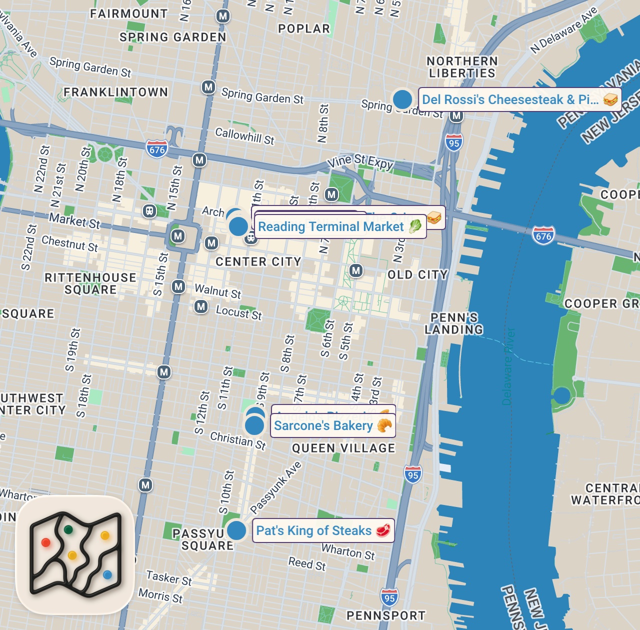 Map preview for 48 Hours Eating Philadelphia's BEST Food!