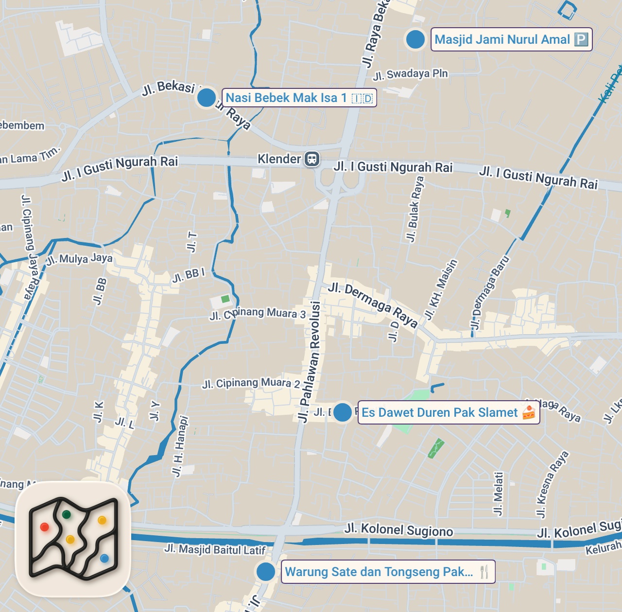Map preview for Where Tourists don't go! Indonesian street food tour in JAKARTA