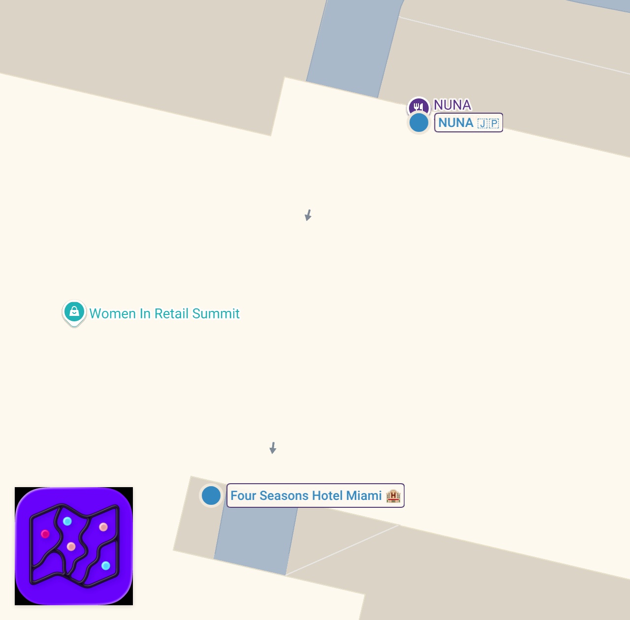 Map of 2 spots from Hidden gem Peruvian restaurant in 5-star Miami hotel