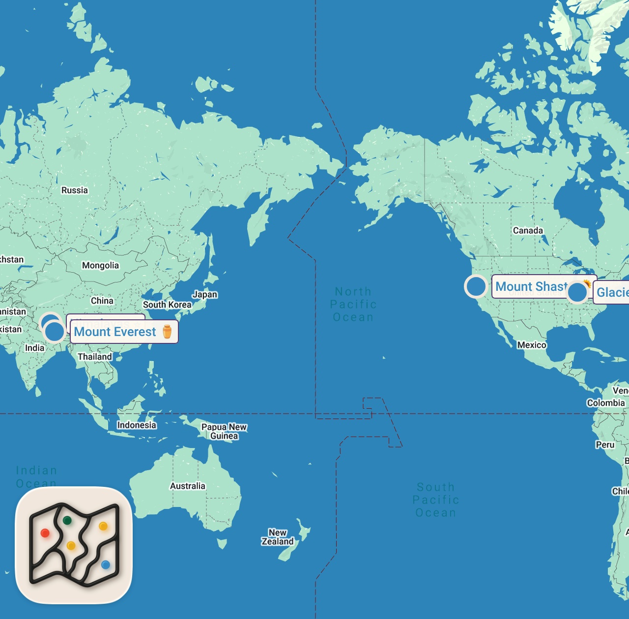 Map of 4 spots from A Himalayan Horror: Unmasking the Yeti Legend | In Search Of Monsters | Travel Channel