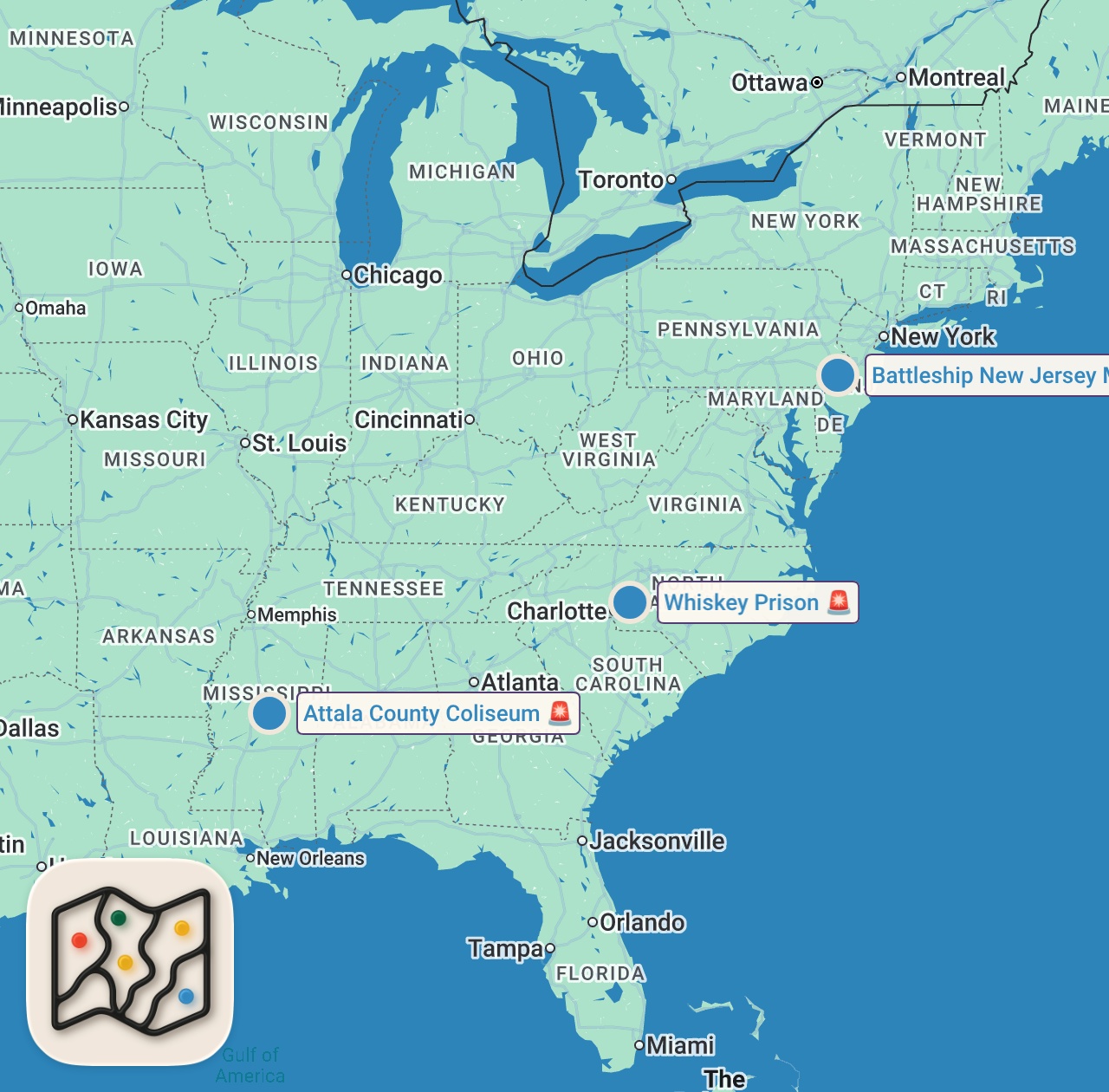 Map preview for Most Haunted Places in America | Ghost Hunters | Travel Channel