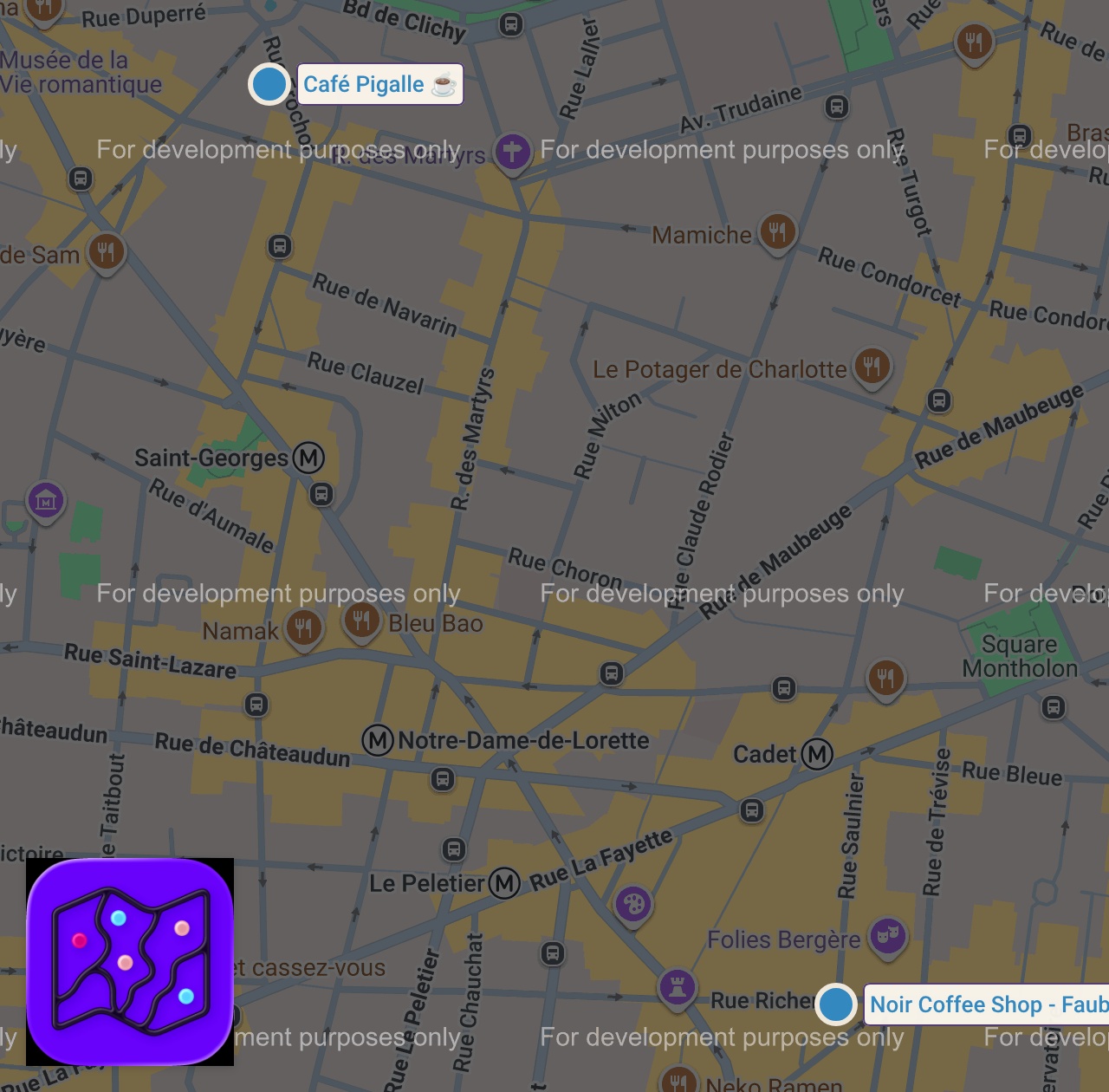 Map of 2 spots from The Best Coffee Shops in Paris | Ranking My Favorite Cafés