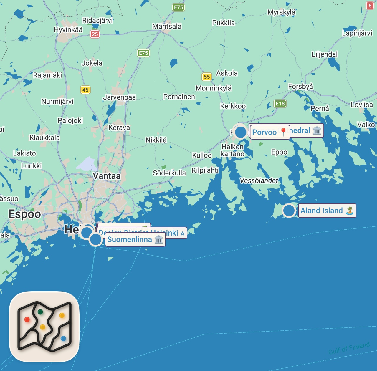 Map of 9 spots from Top 10 Best Places to Visit in Finland 2026 | Travel Guide