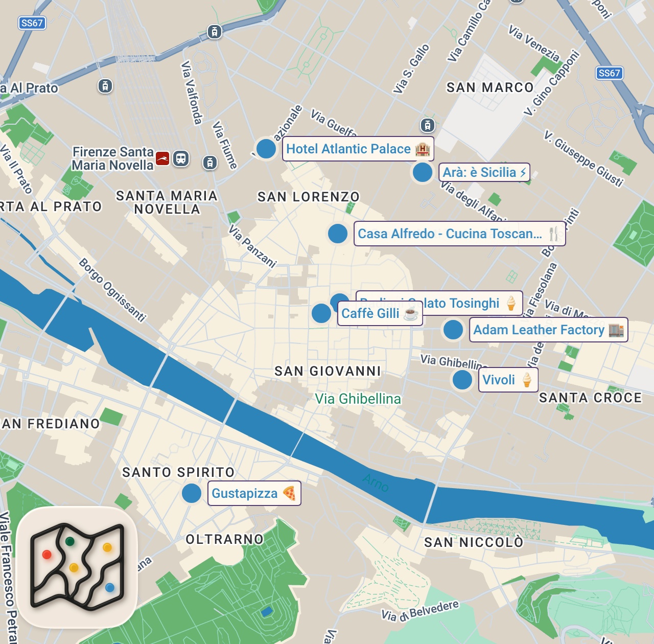 Map of 9 spots from FLORANSA’DA NE YENİR? 