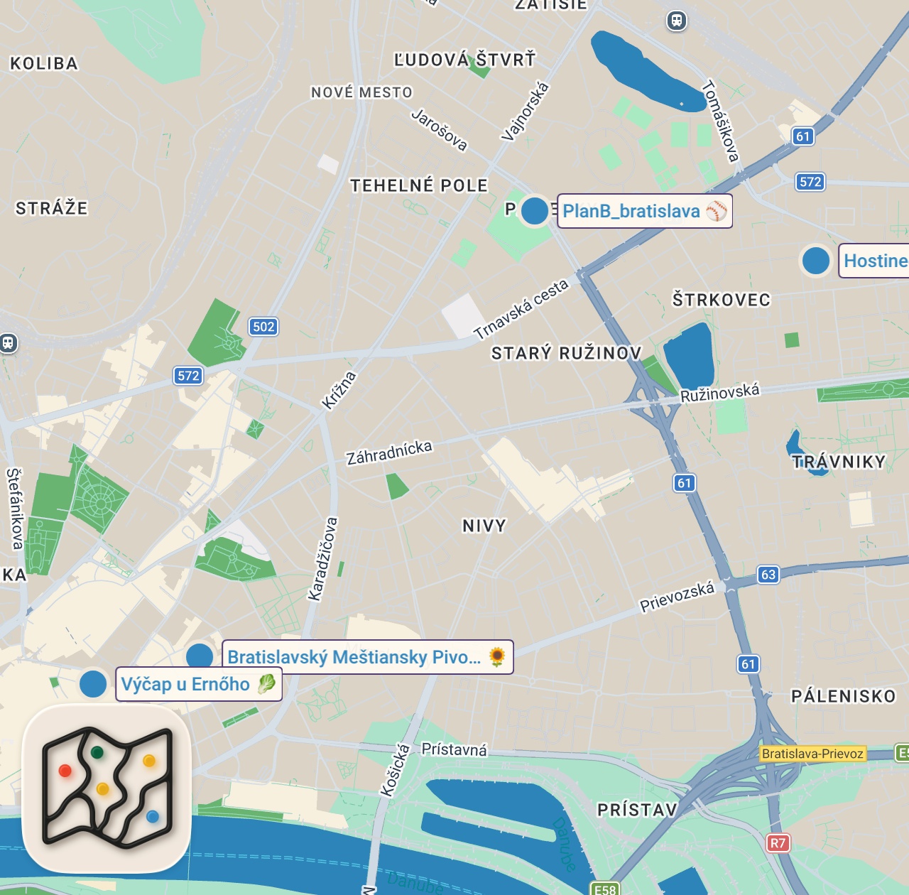 Map preview for SLOVAK FOOD & CRAFT BEER in Bratislava – Best Local Pubs & Restaurants
