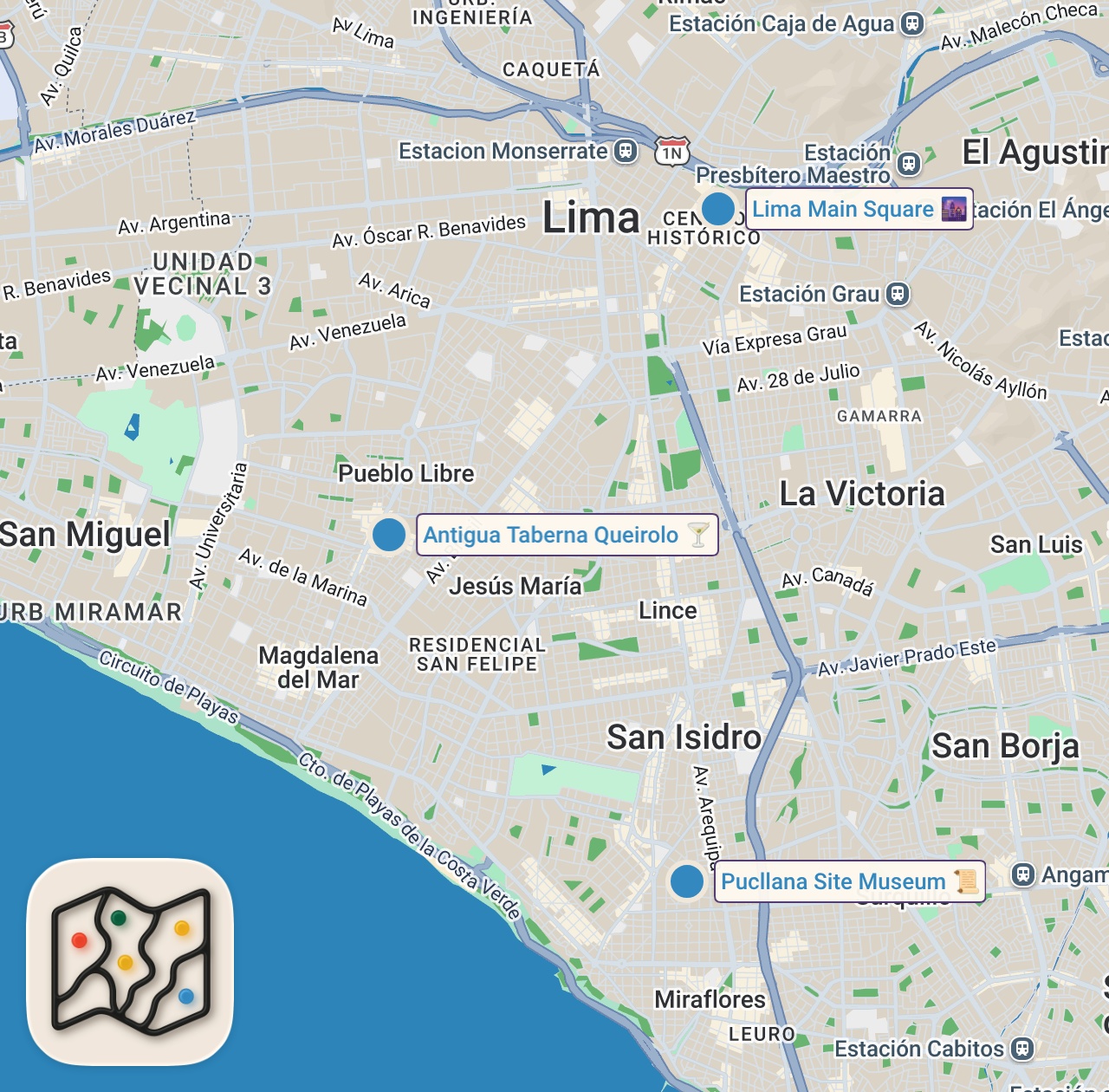 Map of 3 spots from Welcome to Peru! | Best Essential Tips & Travel Guide
