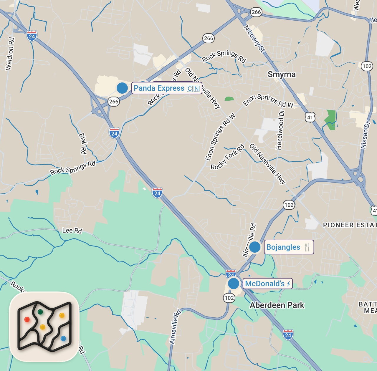 Map of 4 spots from Eating NEW Fast Food Menu Items So YOU Don't Have To...