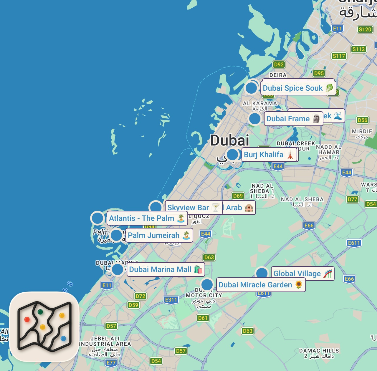 Map preview for Nobody Shows You These Street Food In Dubai - Palestinian, Filipino, Pakistani, Iranian, Emirati 🇦🇪