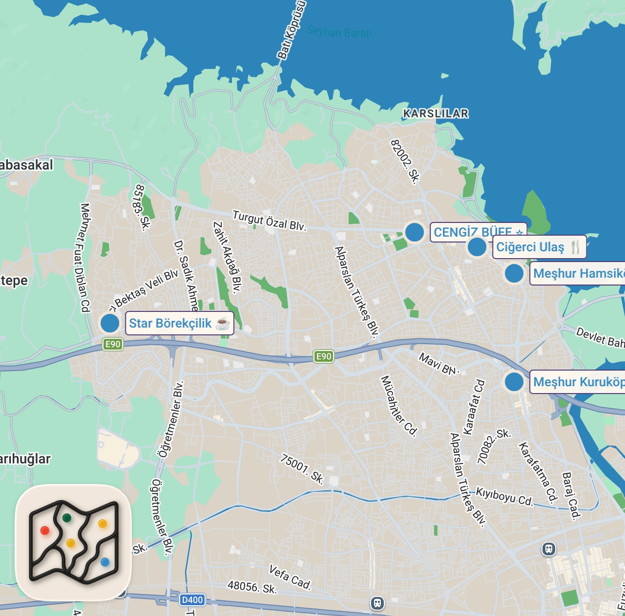 Map of 6 spots from 3 SAATTE 6000 TL SİLİNEN VİDEO !!!!!