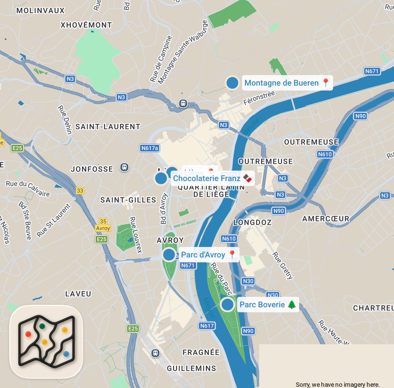Map preview for We Tried EVERY Classic BELGIAN FOOD in Liège — Waffles, Fries, Meatballs & More! 🇧🇪