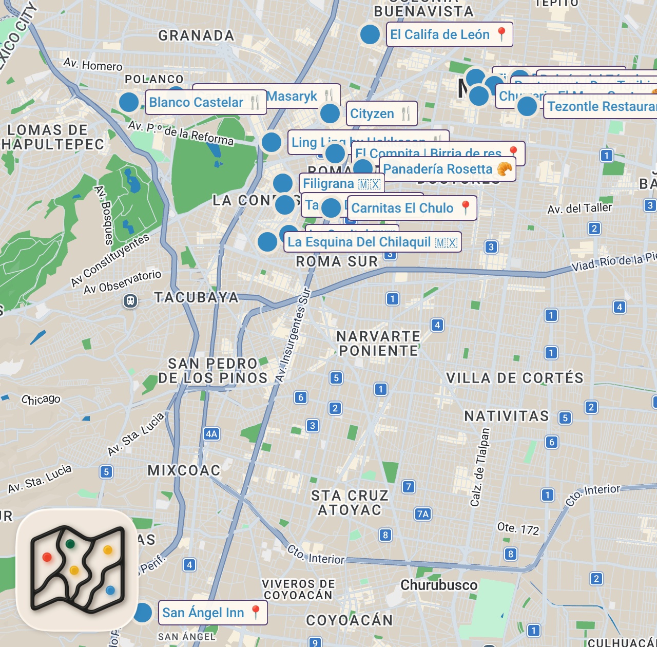Map preview for Where To Find The Best Restaurants in Mexico City!