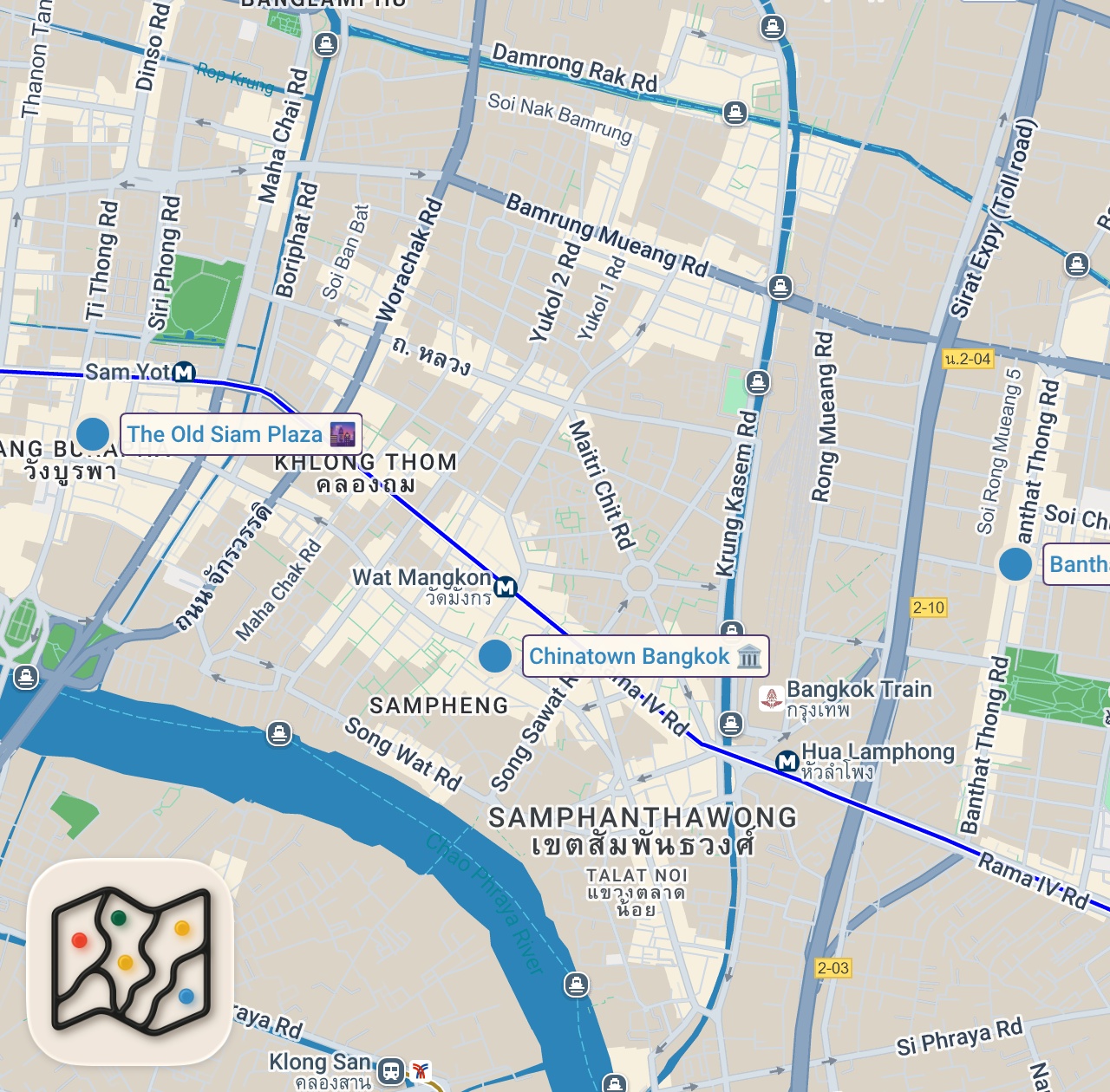 Map preview for 24 Hours in BANGKOK – Insane STREET FOOD! From Pad Thai to Roti & Octopus