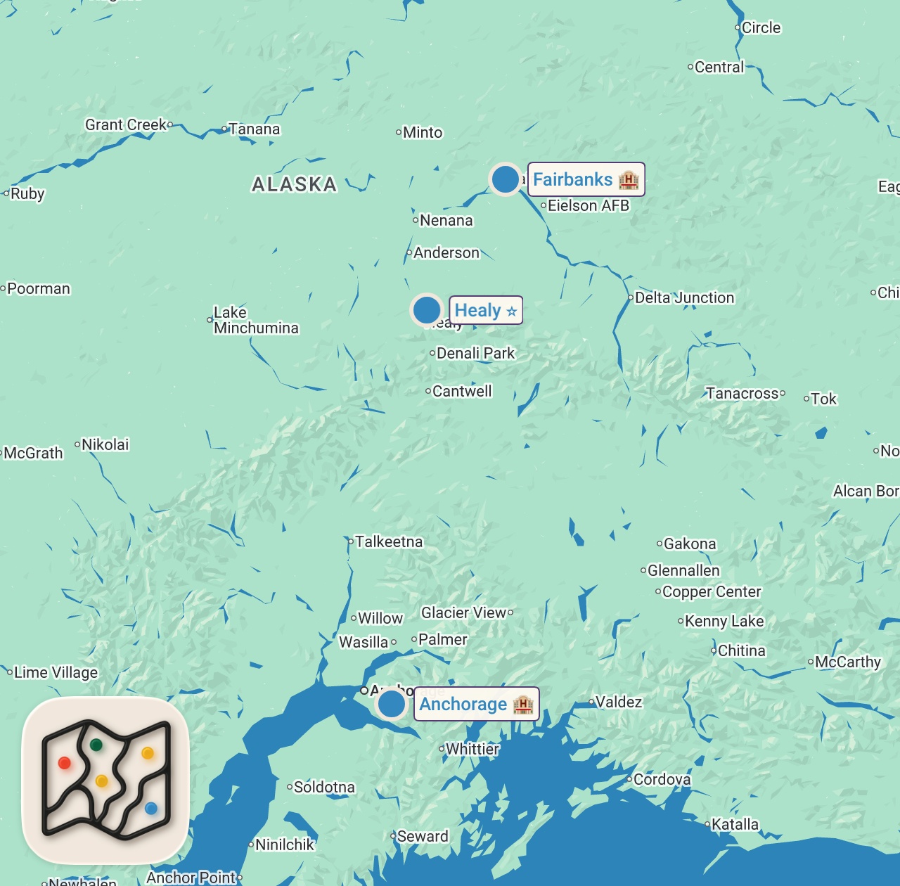 Map of 3 spots from Harbinger of Doom or a Scientific Cover-Up? | The Alaska Triangle | Travel Channel