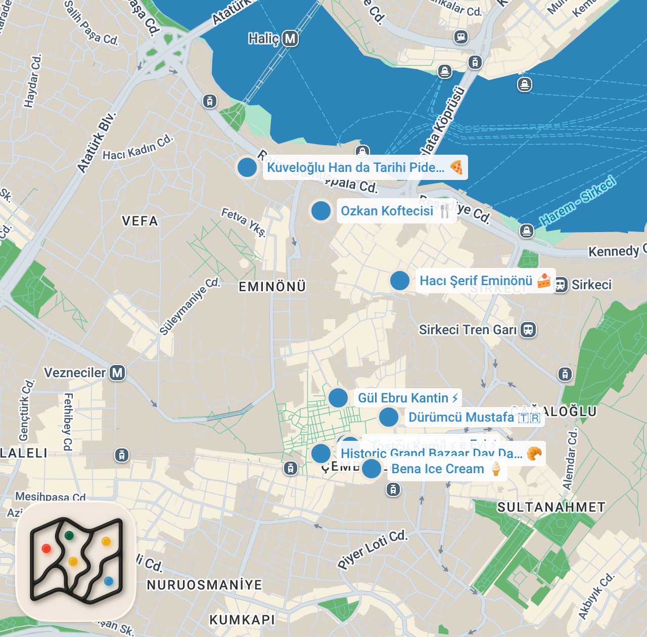 Map preview for EMİNÖNÜ’NDE BİR GÜNDE NE YENiR!!!