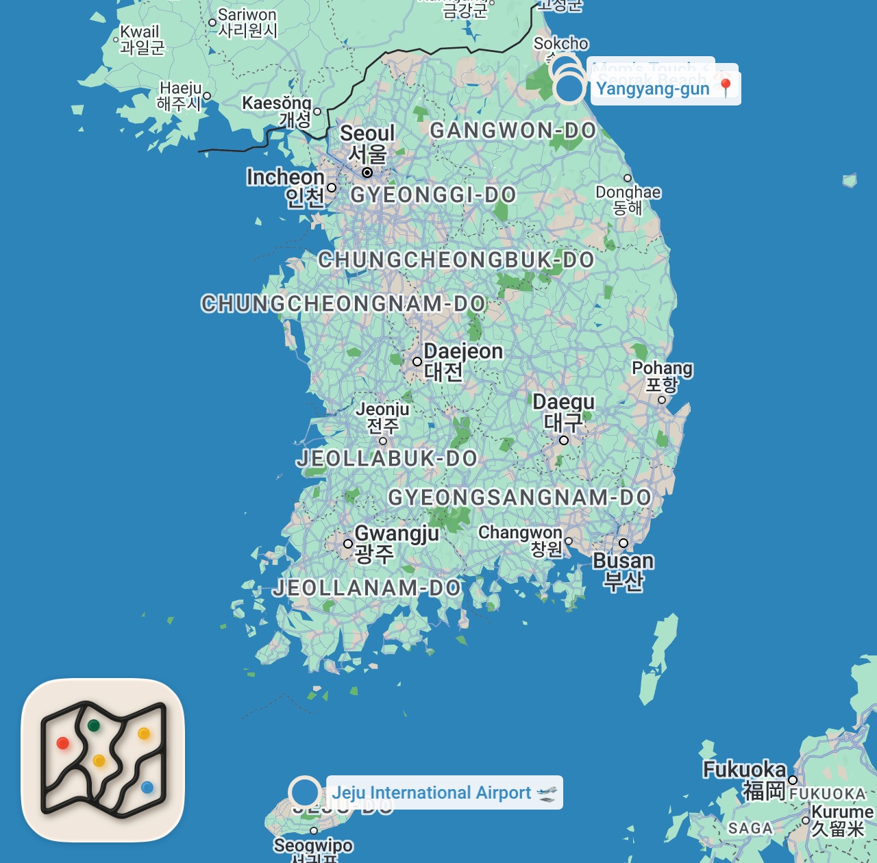 Map preview for South Korea: Beach Destination?! Yangyang Beach, Korea Travel Vlog