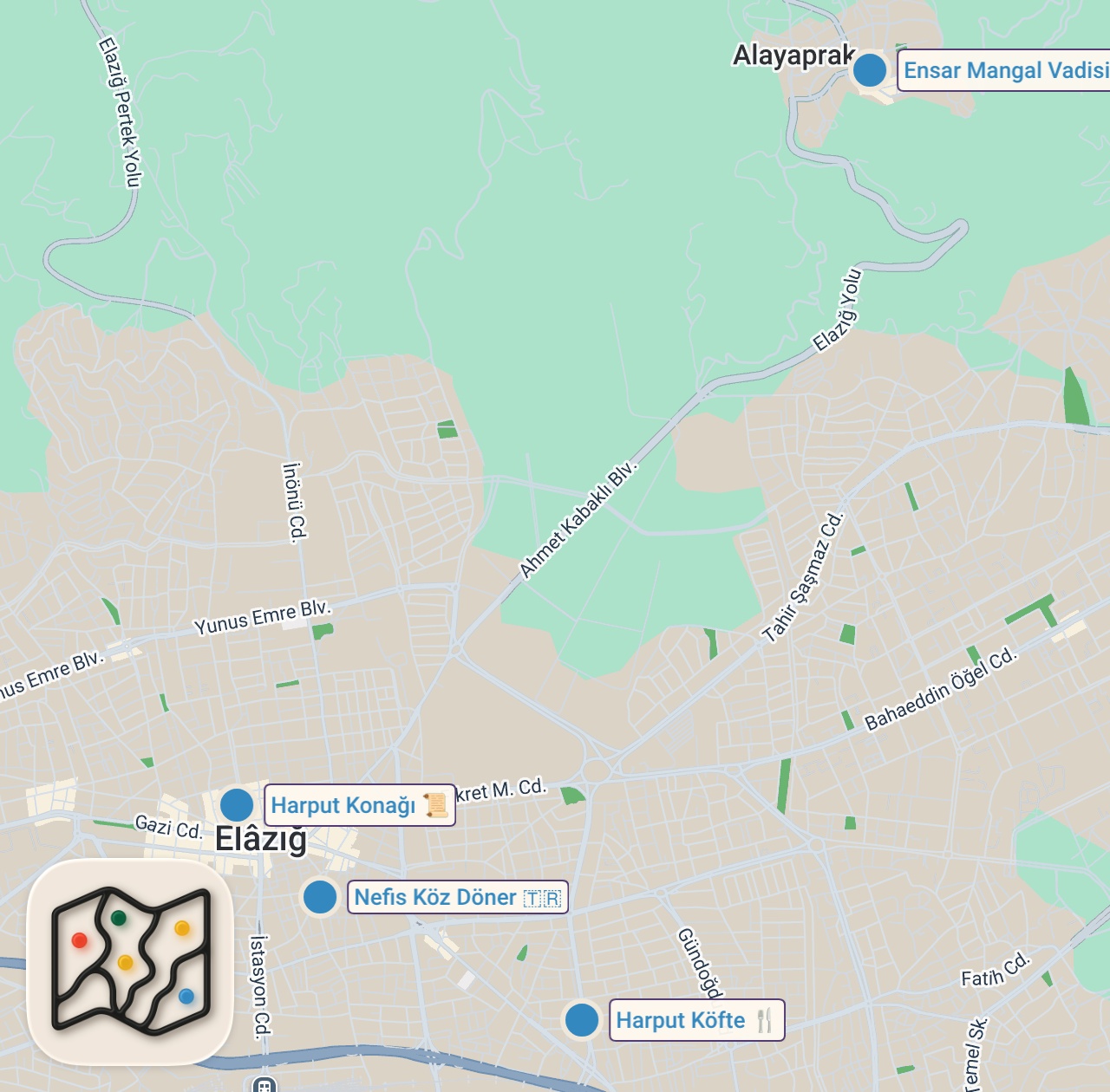 Map of 5 spots from ELAZIĞ’DA NE YENİR? 😊🥩