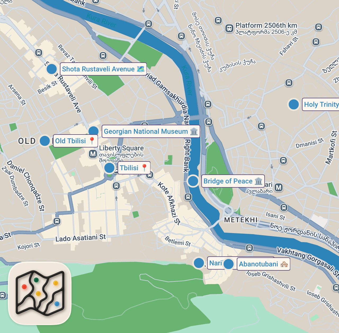 Map of 9 spots from Nobody Shows You This Side Of Tbilisi, Georgia - Kindness, History, Hospitality, Food and Art 🇬🇪
