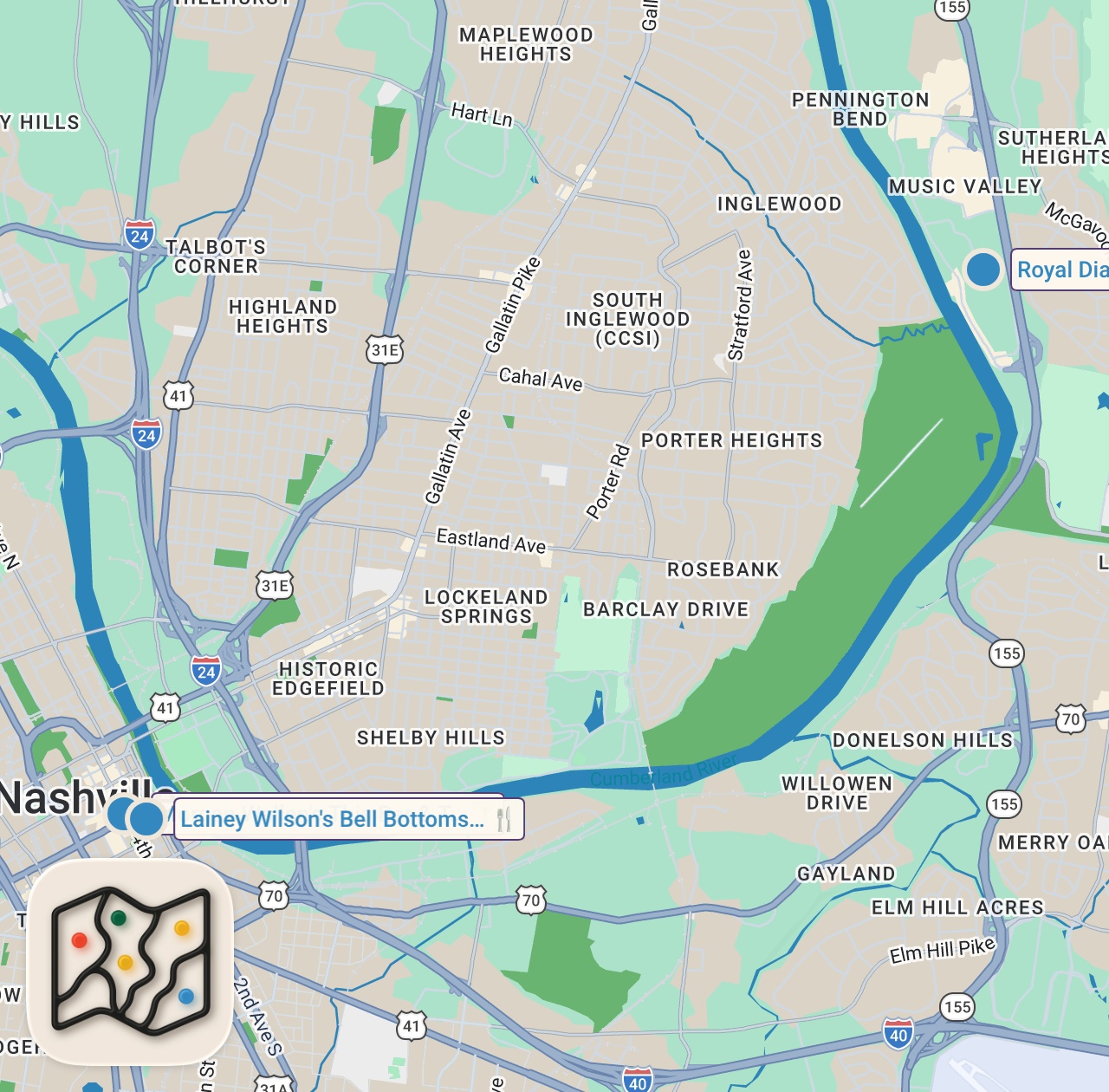 Map of 3 spots from Eating at NEWEST Celebrity Restaurant in Nashville!
