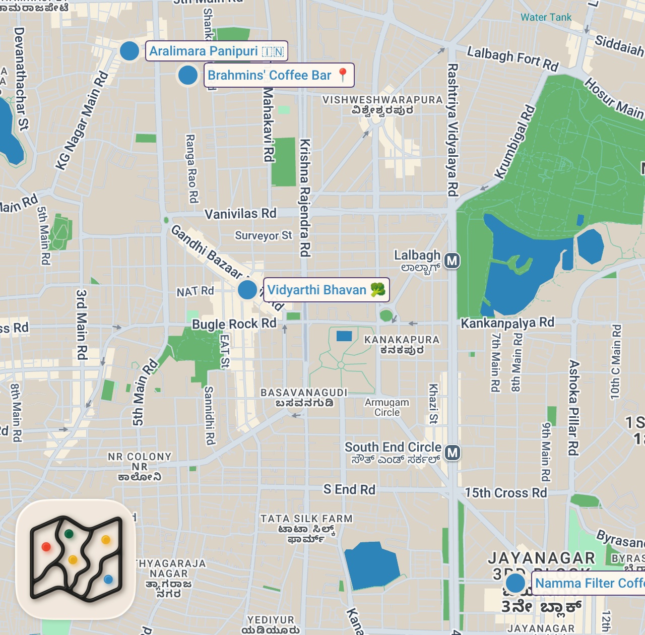 Map of 5 spots from Best Indian Food - LAMB CHOP PARADISE + Crispiest Dosa!! | Bengaluru, India