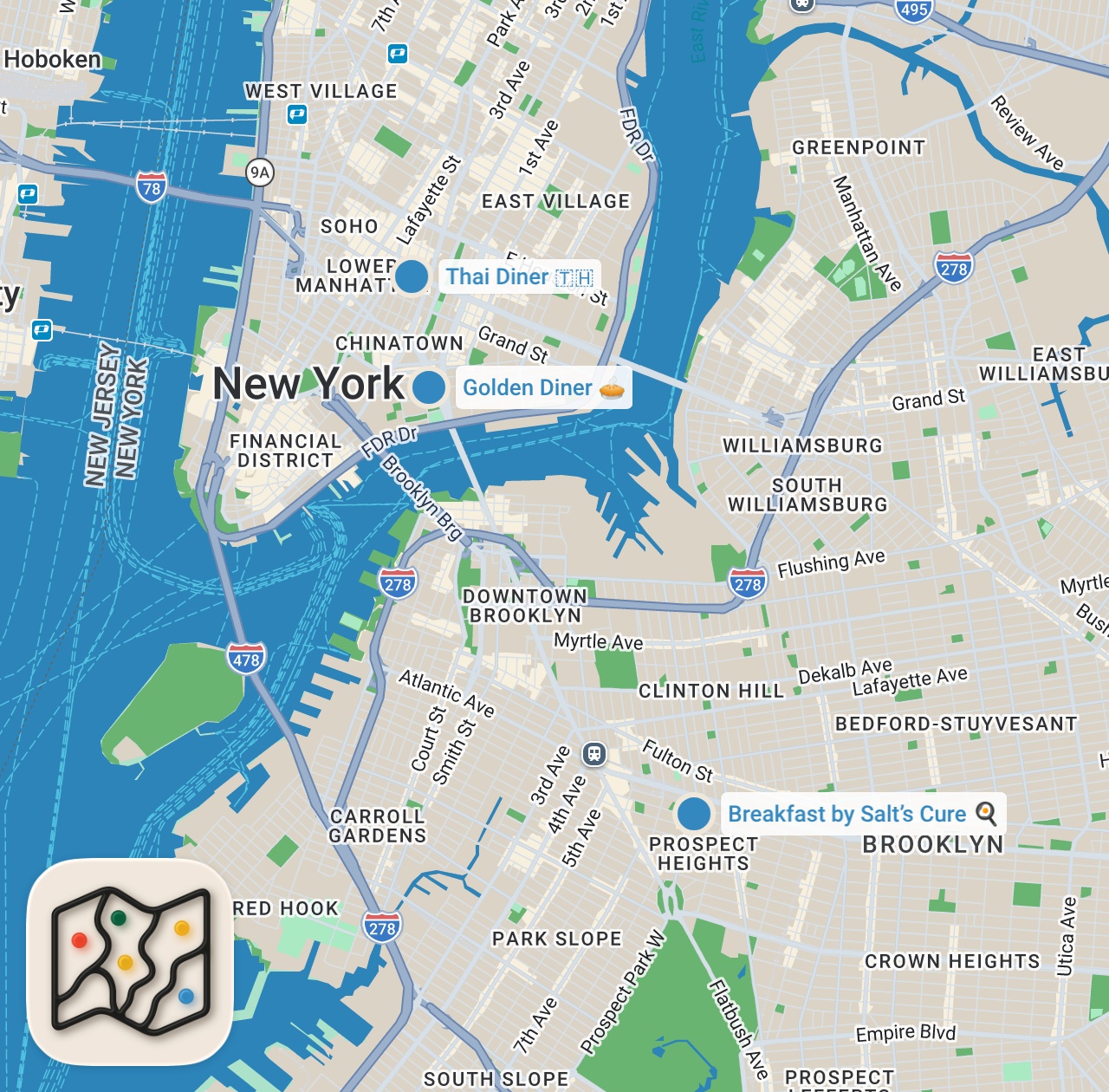 Map preview for MUST-TRY NYC BRUNCH SPOTS?
