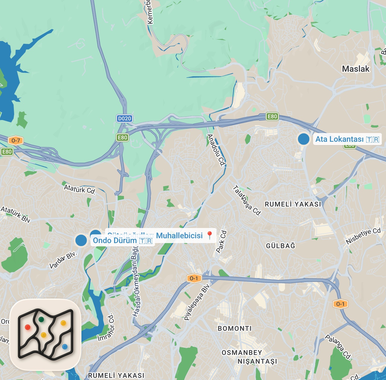 Map preview for İSTANBUL’UN UYGUN FİYATLI NEFİS LEZZETLERİ (Döner, kebap, kazandibi) #VLOG14 - Ayaküstü Lezzetler