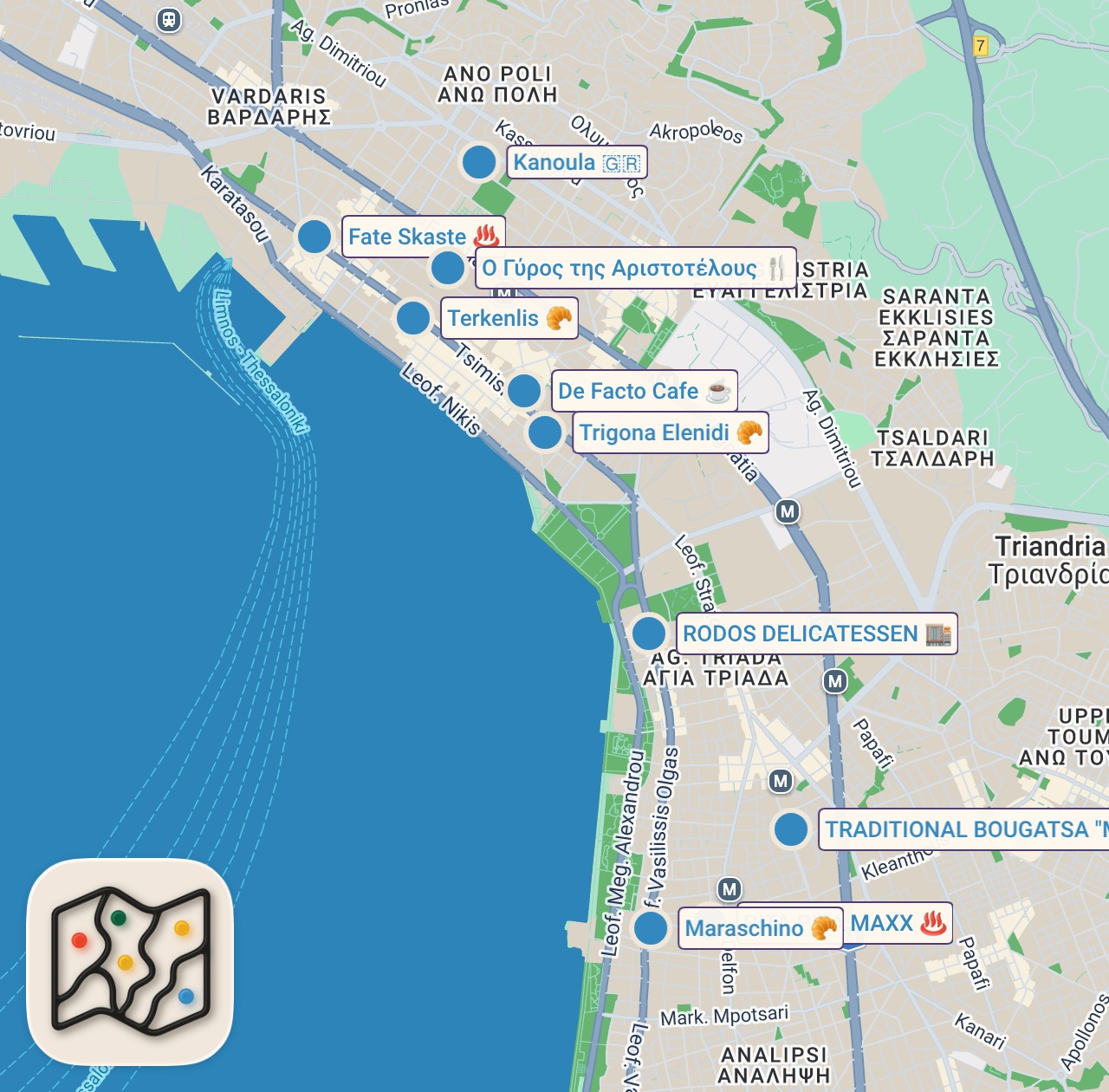Map preview for 24 Hours of Greek Food | Ultimate Greek Food Tour in Thessaloniki! 🇬🇷🍽️