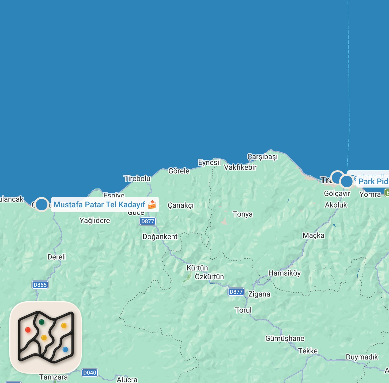Map preview for Trabzon - Giresun Yolüstü Lezzetleri | Kavurma, Görele Pidesi, Kadayıf - Ayaküstü Lezzetler