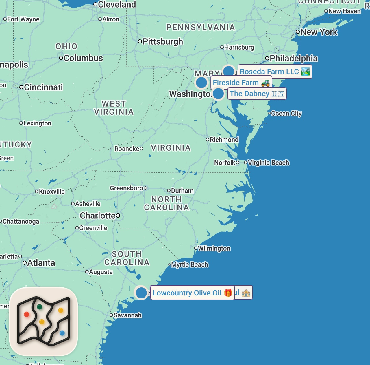 Map of 5 spots from How Live Fire Fuels D.C.'s Hottest Tasting Menu — Mise En Place