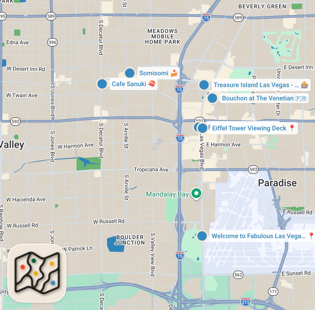 Map preview for 24 HOURS IN LAS VEGAS (what to do if you don't gamble or party)