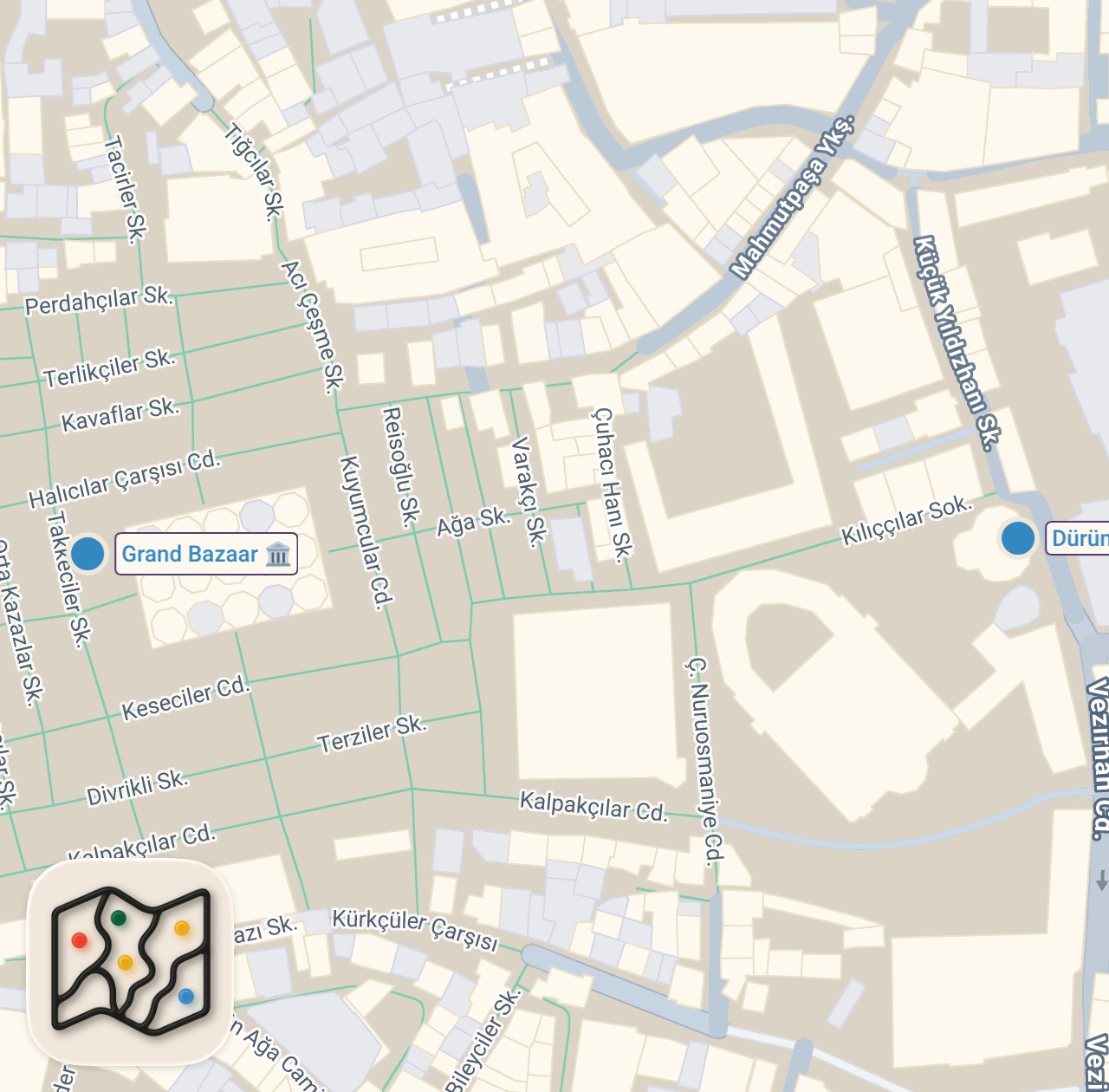 Map of 2 spots from Fastest Kebabs in Istanbul! #streetfood