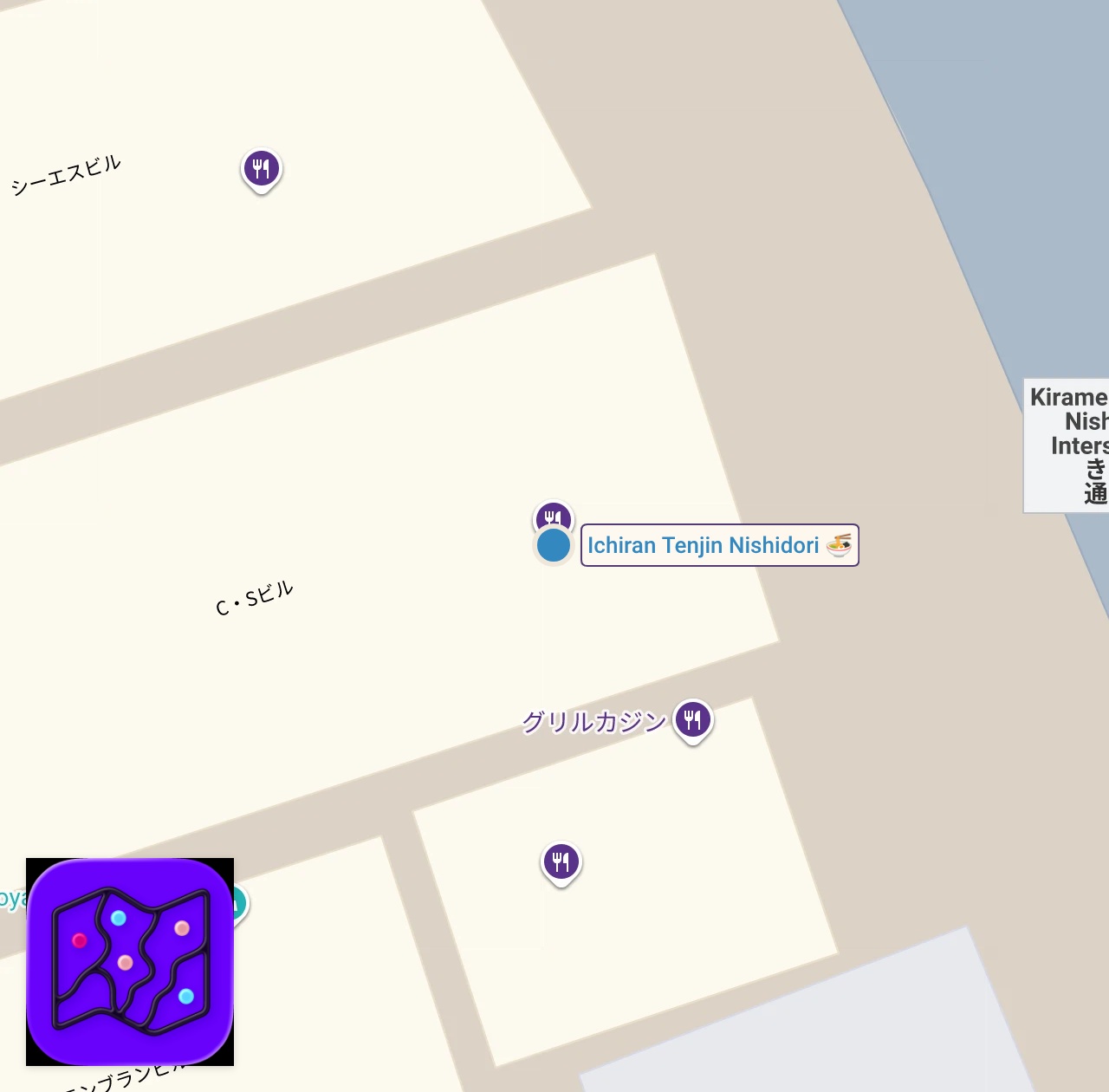 Map of 1 spots from 【海外の反応】海外で大バズり「日本の食事が異常」一蘭＆コンビニで外国人旅行者が感動