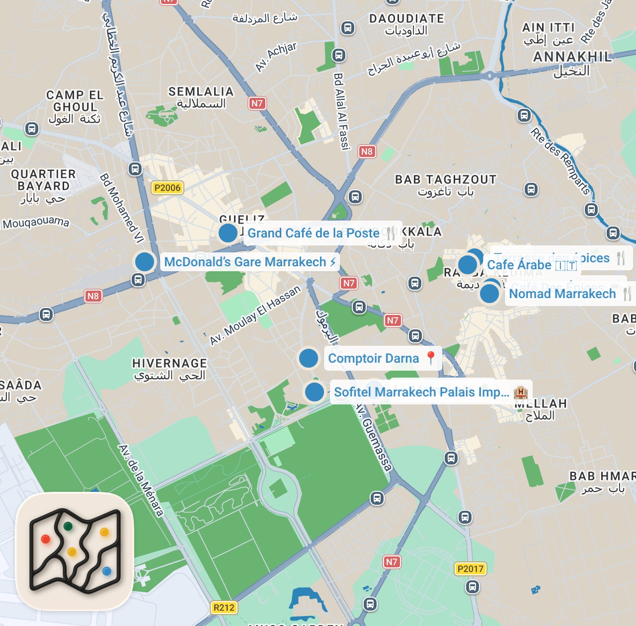 Map preview for 10 Best Restaurants you MUST TRY in Marrakech, Morocco | 2019