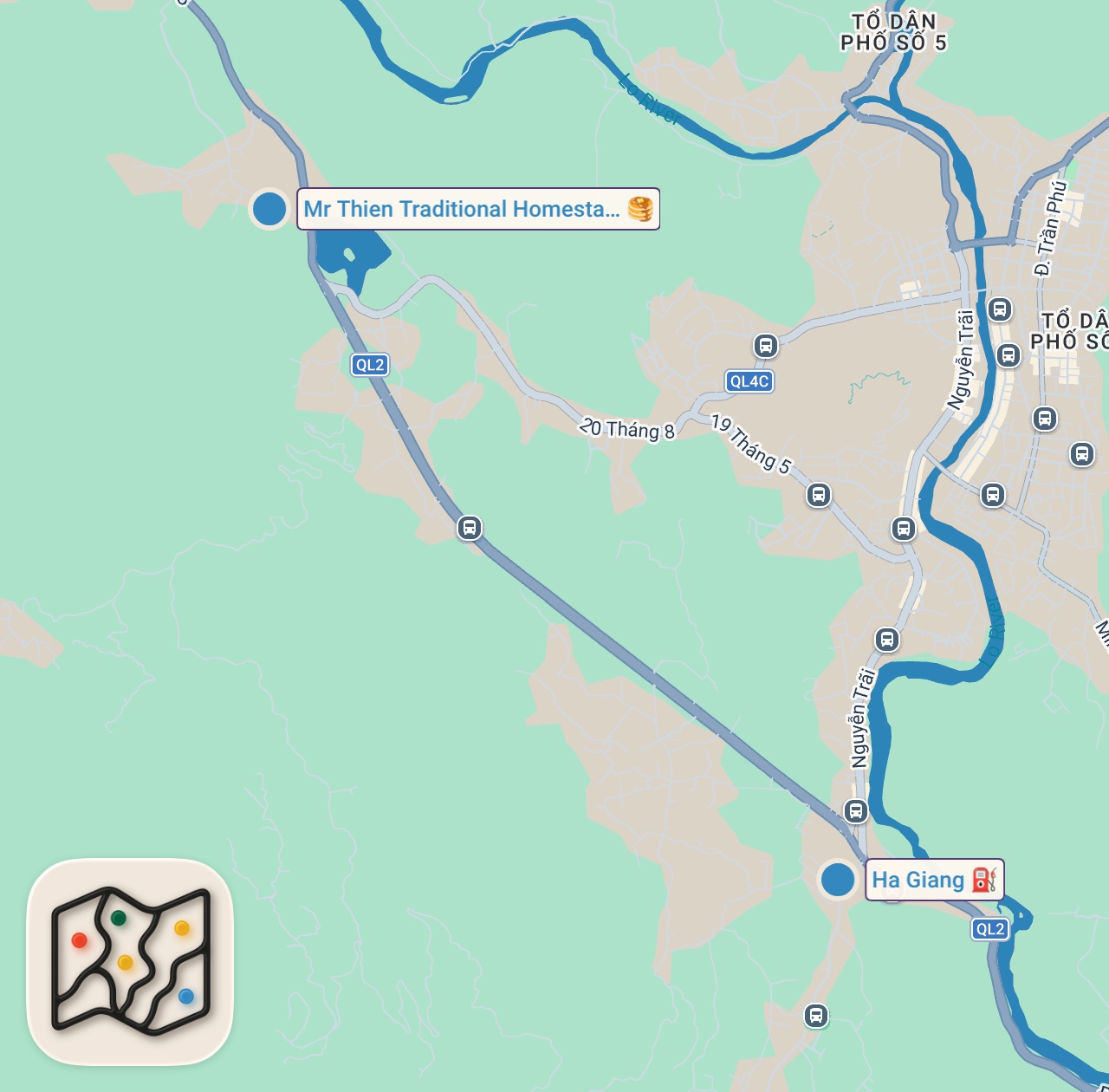 Map of 2 spots from Unique WHOLE DUCK Barbecue!! 🇻🇳 Vietnamese Food in Rural Village, Ha Giang!!