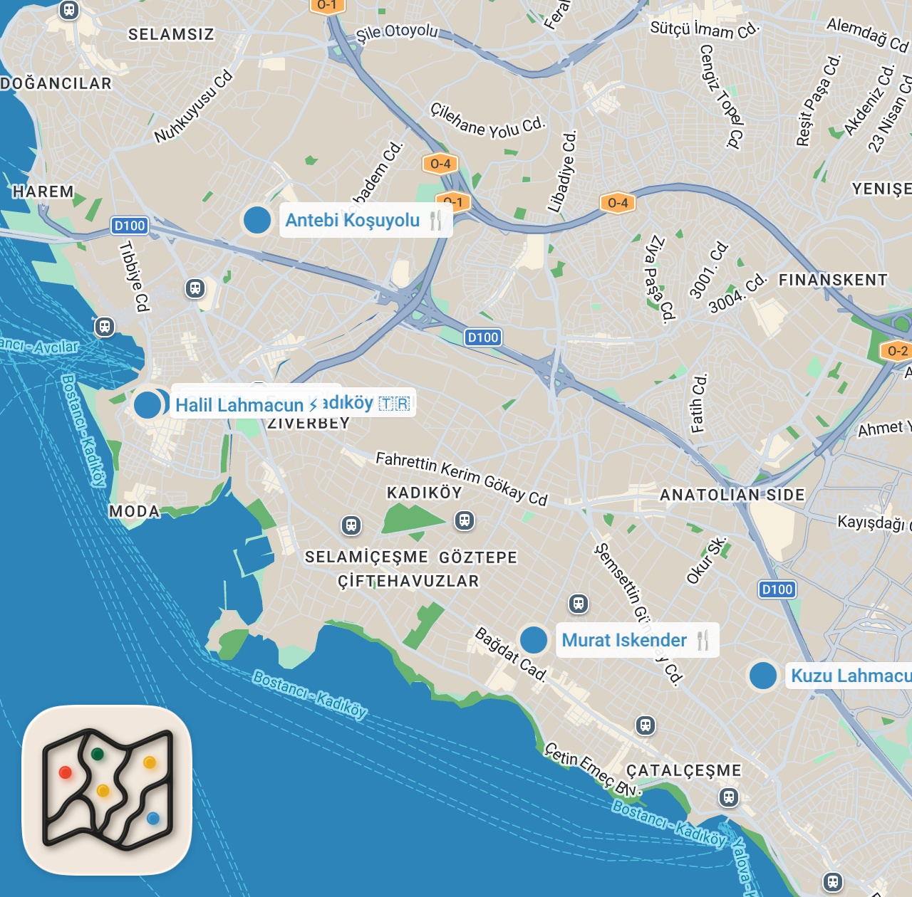 Map preview for İSTANBUL'UN EN İYİ LAHMACUNLARI (En ucuzu 14 TL, en pahalısı 22 TL) - Ayaküstü Lezzetler