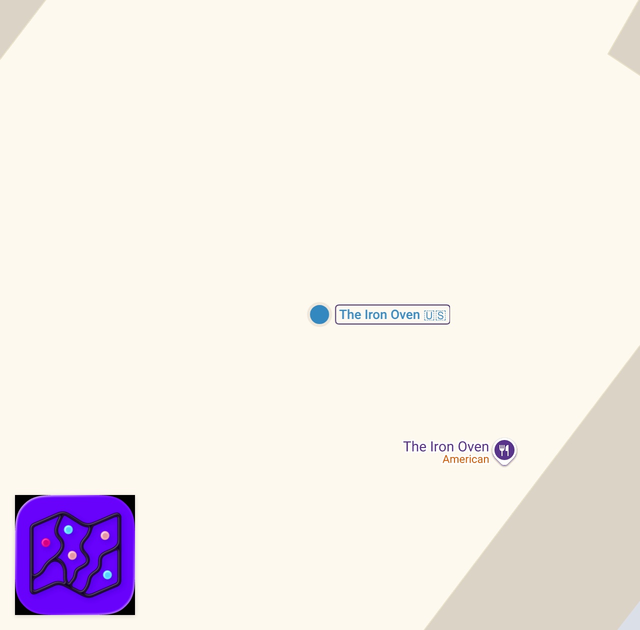 Map of 1 spots from Trying the PB&Chomp smash burger for charity 🔥🥹@theironovenrestaurant