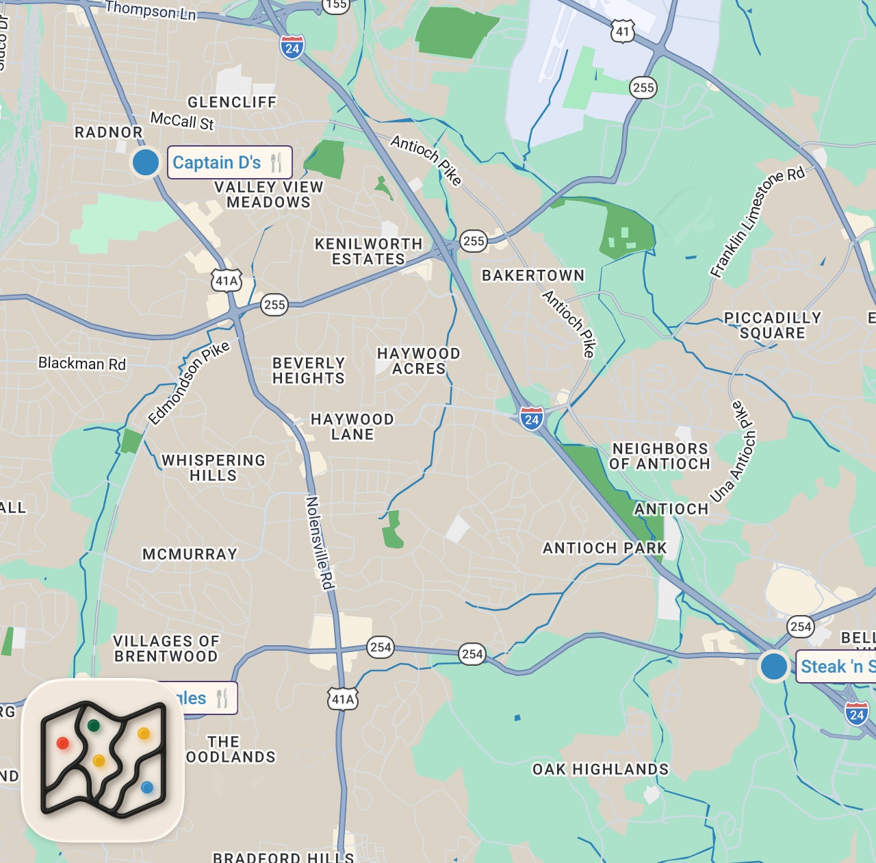 Map of 3 spots from Eating Southern FAST FOOD Restaurants For 24 Hours...Part 2