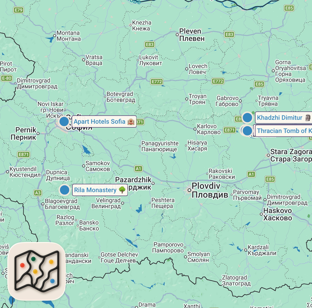 Map of 5 spots from Bulgaria's Dark Past - Bizarre Communism Monument - Buzludzha 🇧🇬